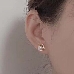 Pearl Sphere Earrings Beaded Flower Diamond Encrusted Pearl Fashion Jewelry